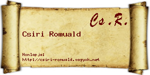 Csiri Romuald névjegykártya